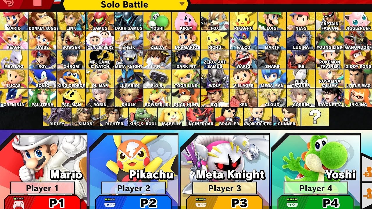 list of every character in smash brawl